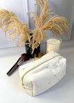 Trousse de toilette femme coeurs or
