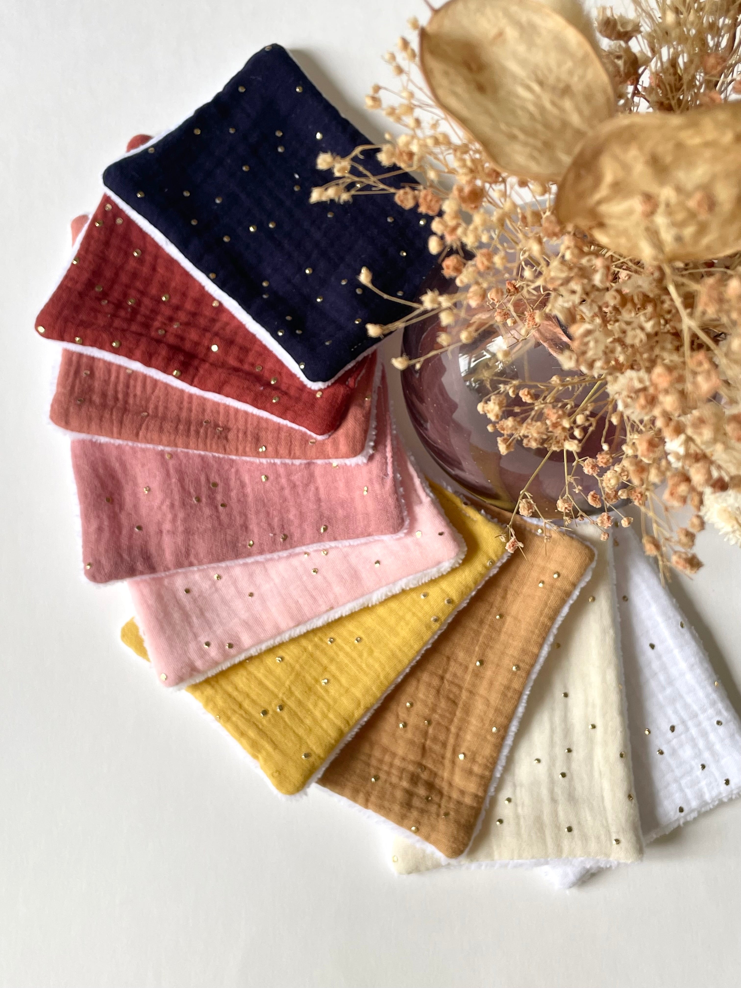 Pochette à froufrou femme - gaze de coton pois dorés