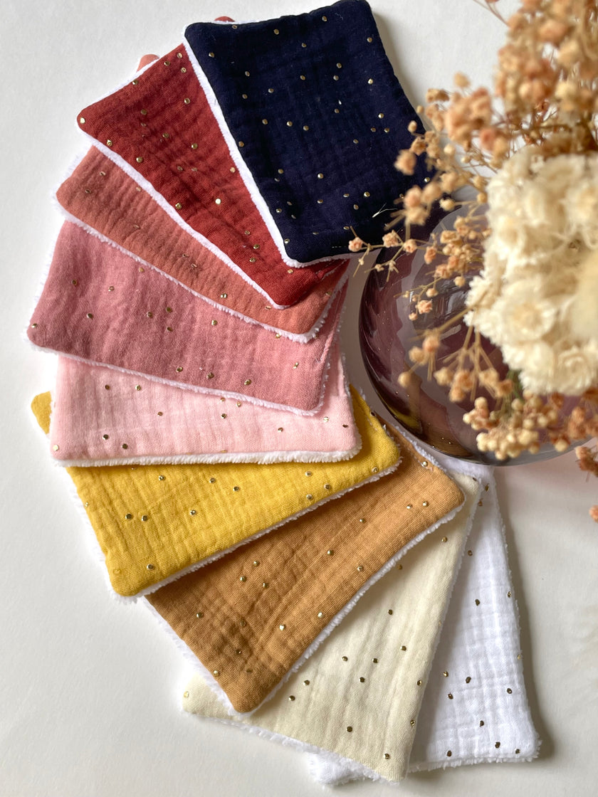 Lot de 7 Lingettes arc-en-ciel lavables démaquillantes