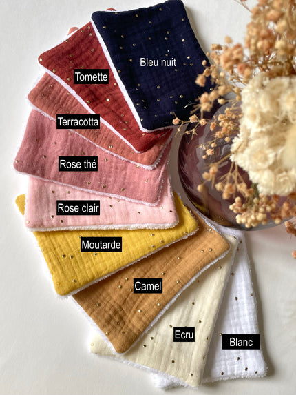 7 Lingettes lavables - Autres couleurs