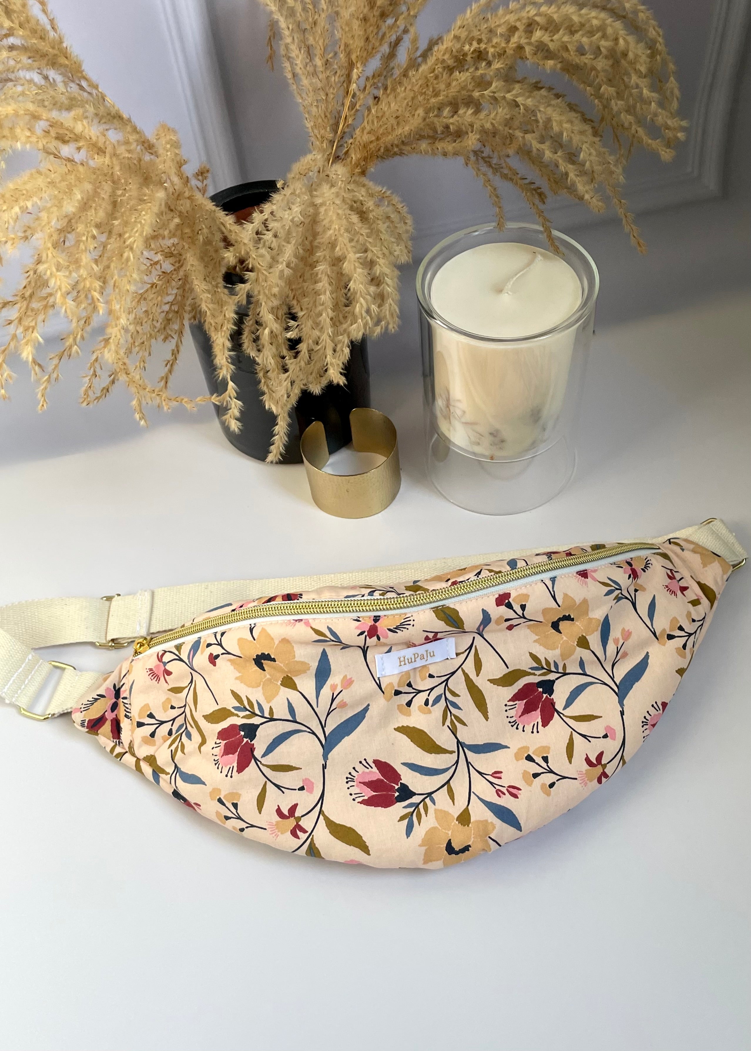 Sac banane grosses fleurs printanières
