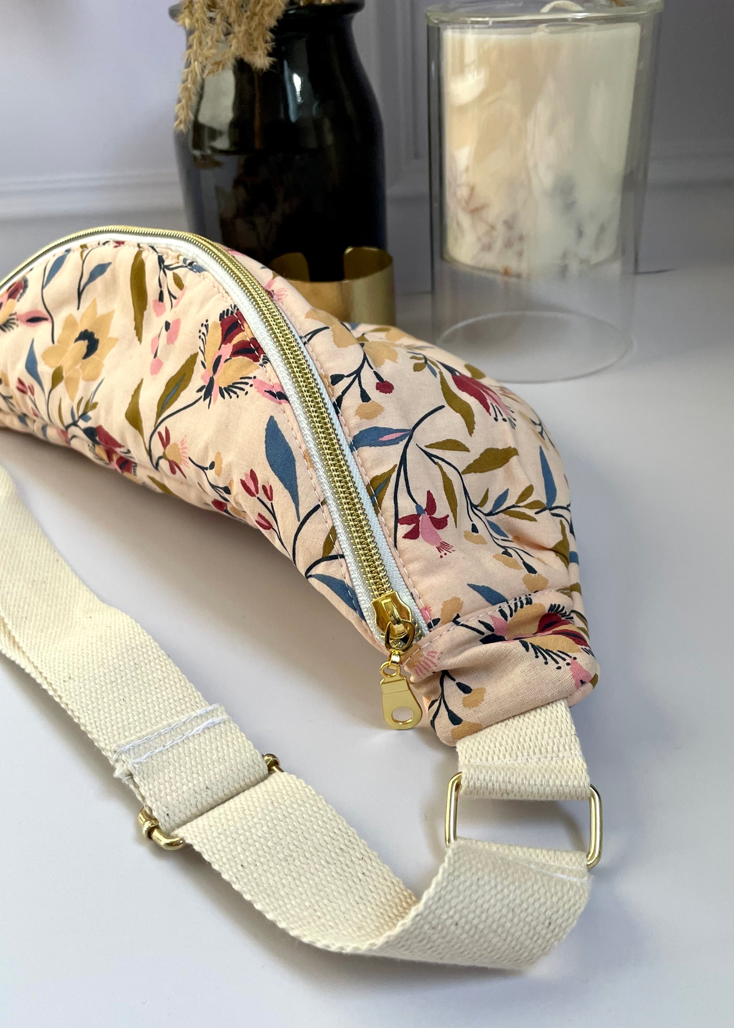 Sac banane grosses fleurs printanières