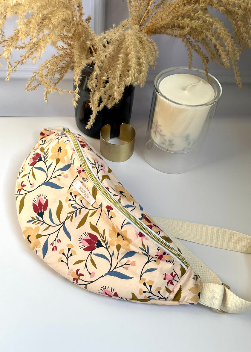 Sac banane grosses fleurs printanières