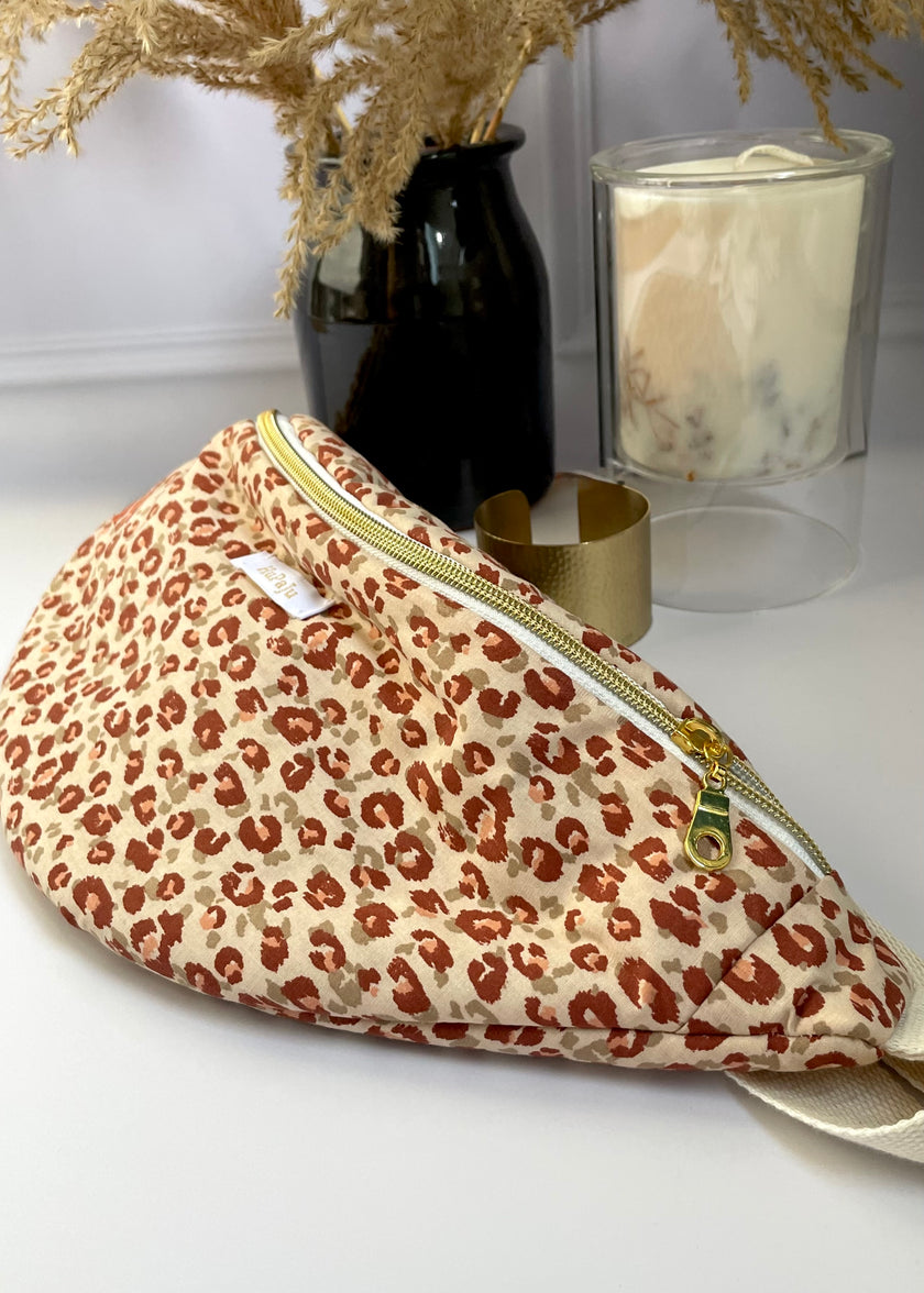 Sac banane léopard brique