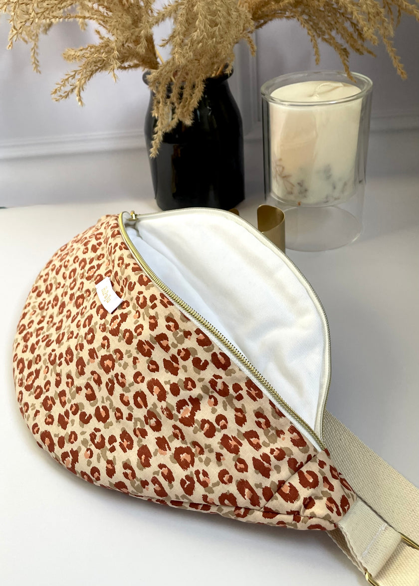 Sac banane léopard brique
