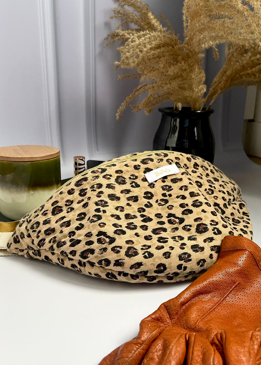 Sac banane léopard noir