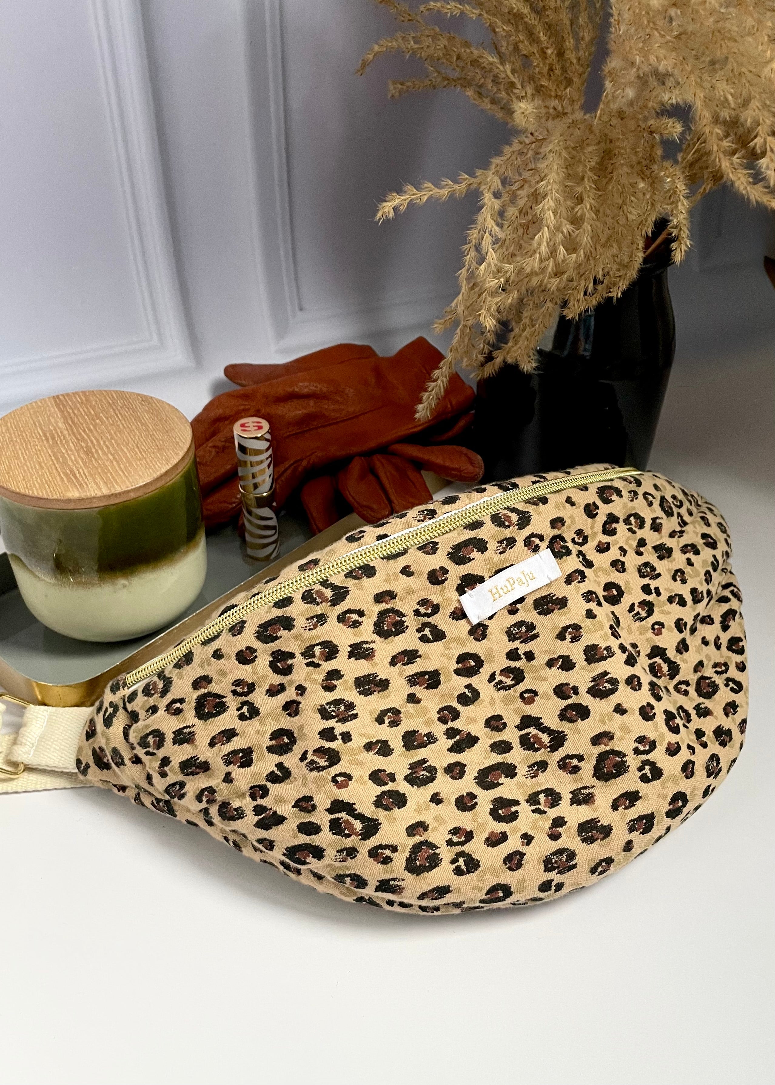 Sac banane léopard noir