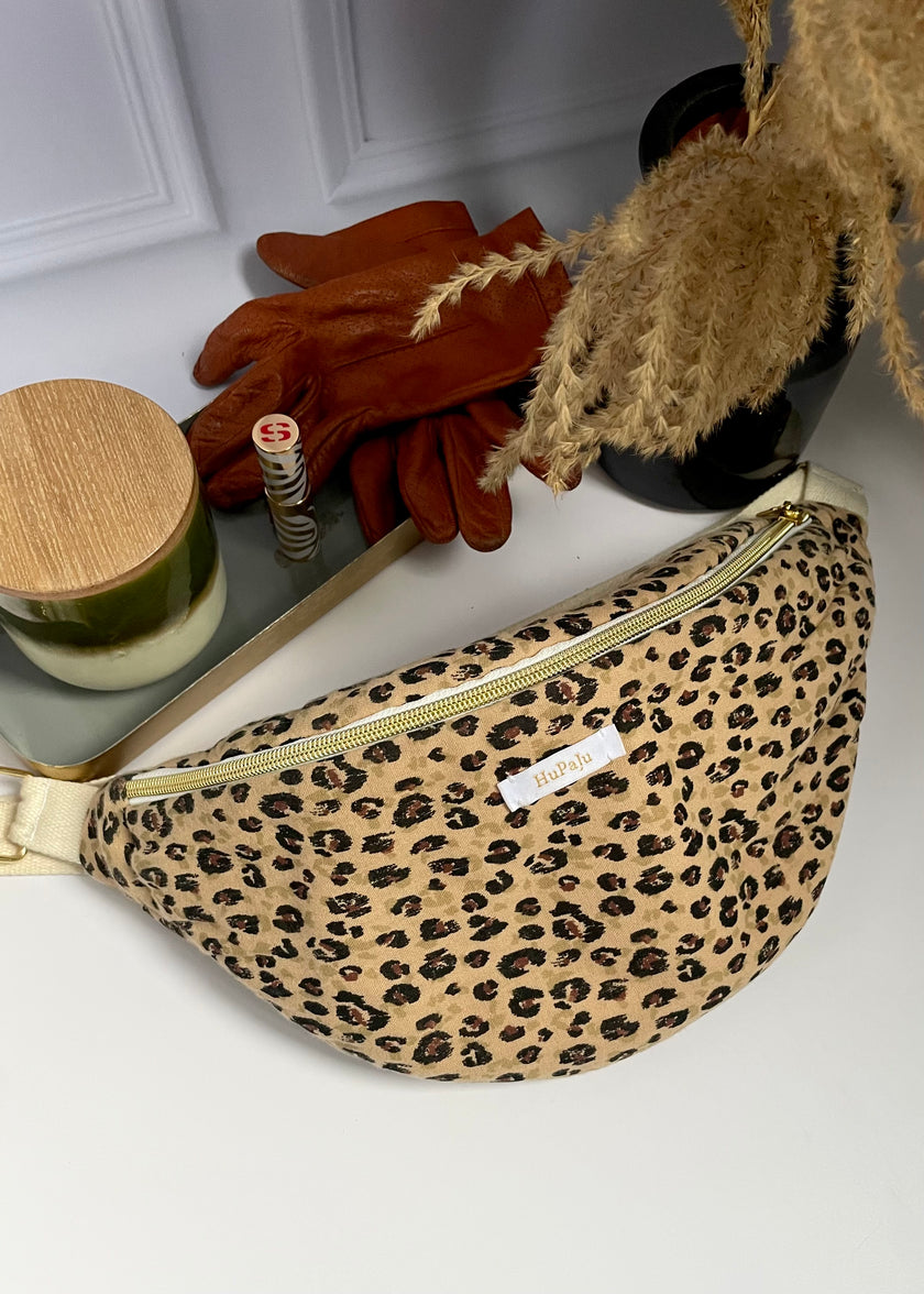 Sac banane léopard noir