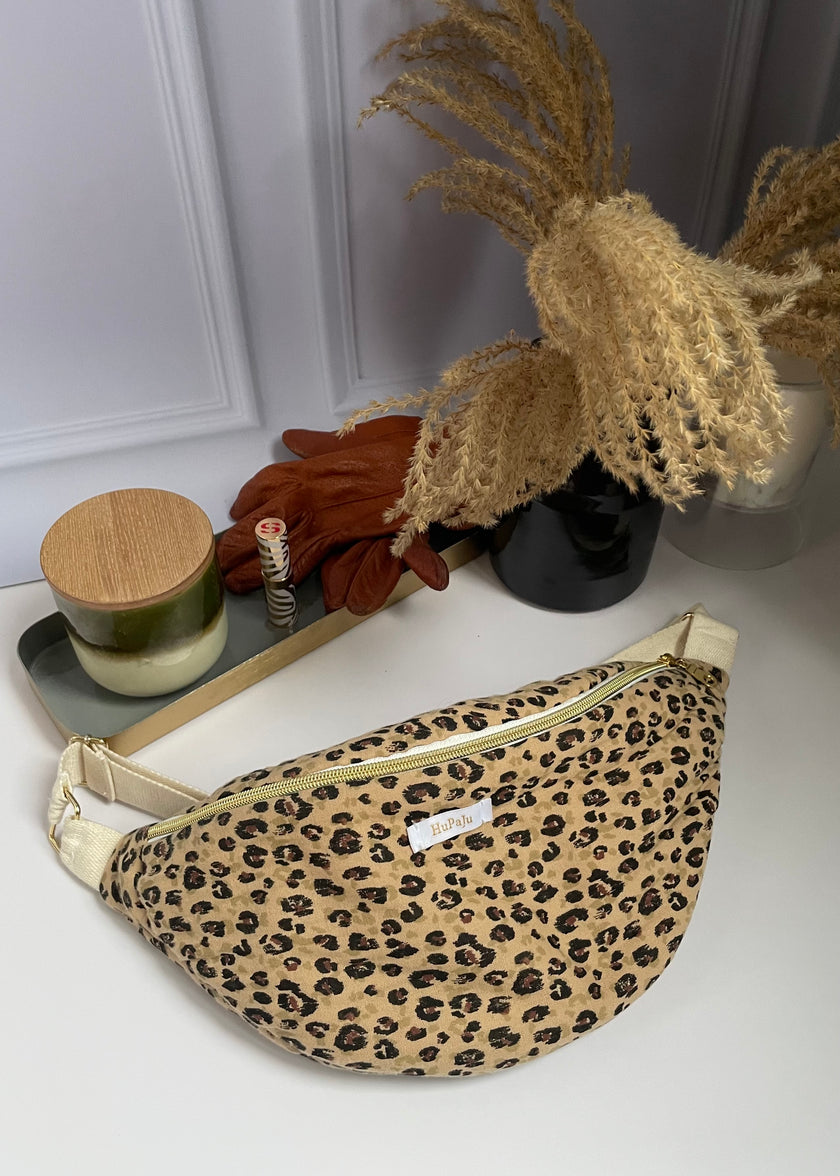 Sac banane léopard noir