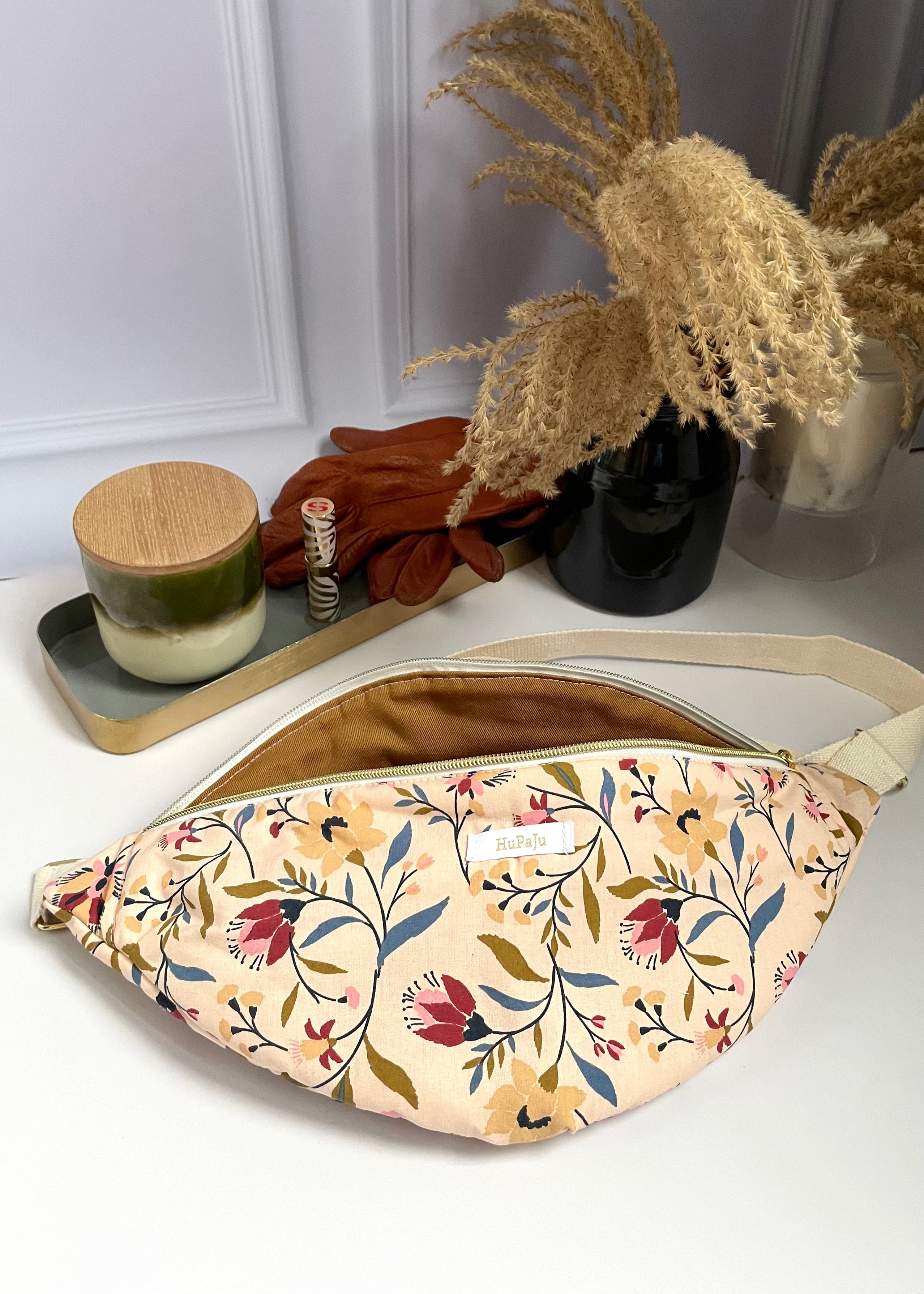 Sac banane grosses fleurs printanières