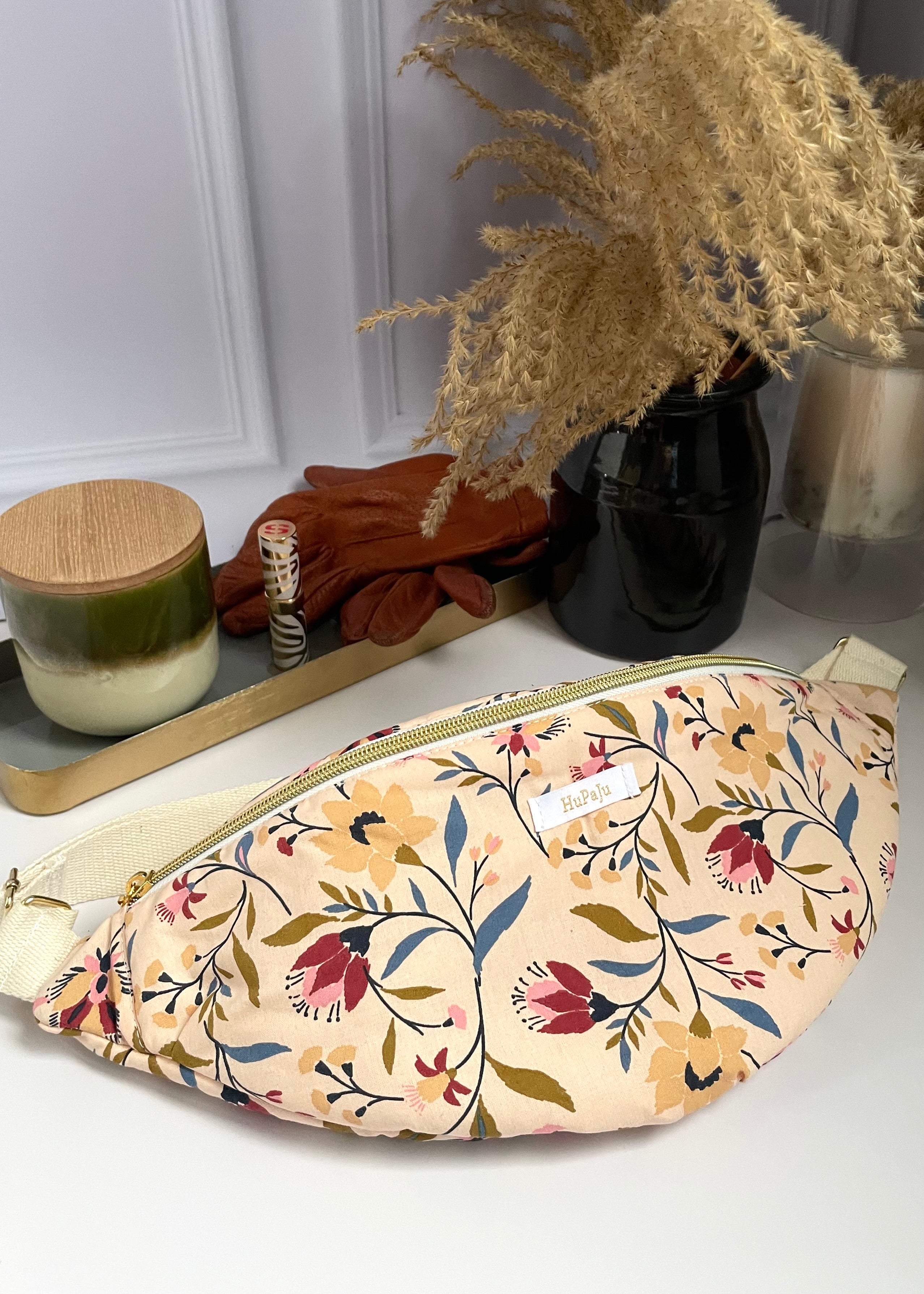 Sac banane grosses fleurs printanières