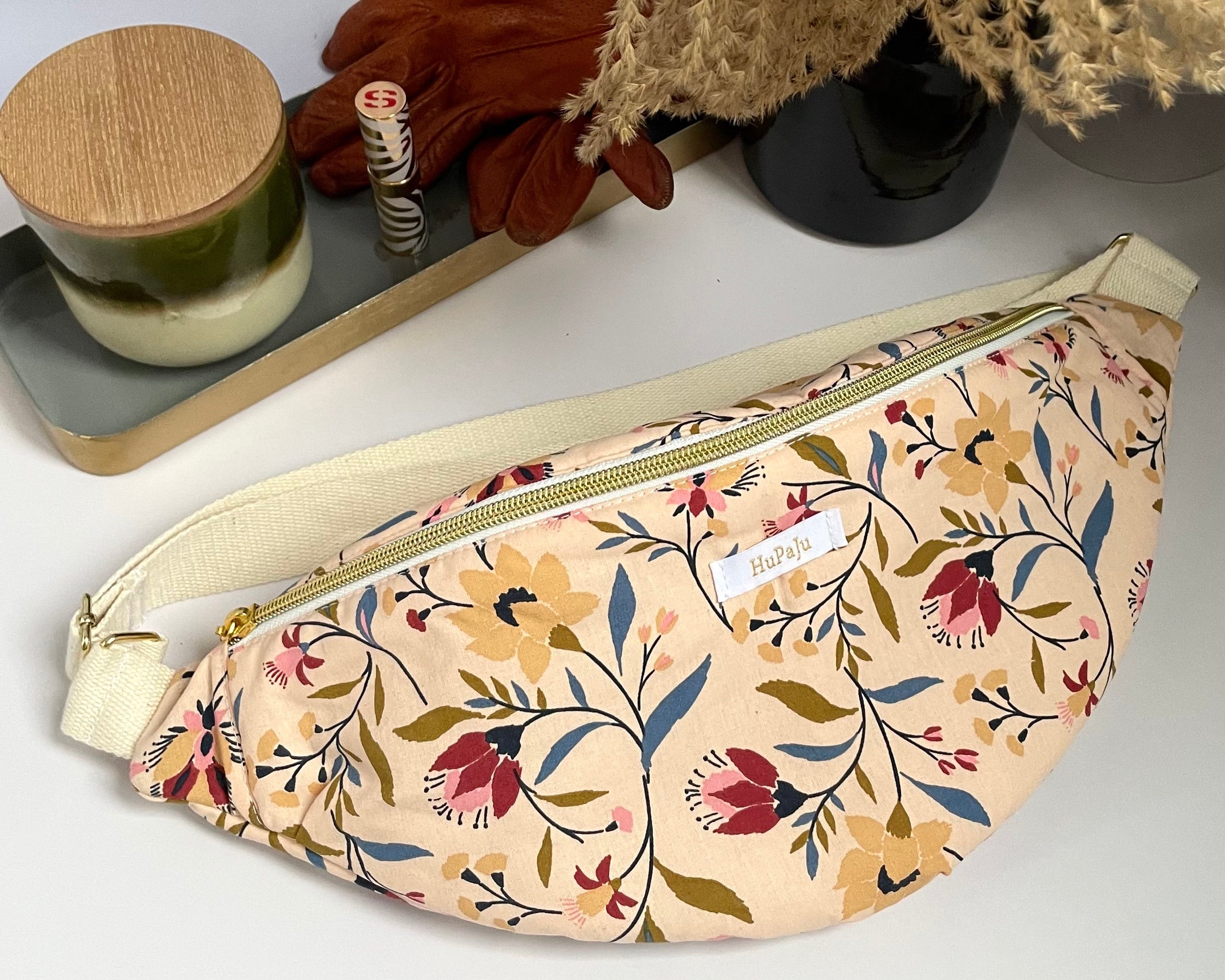 Sac banane grosses fleurs printanières