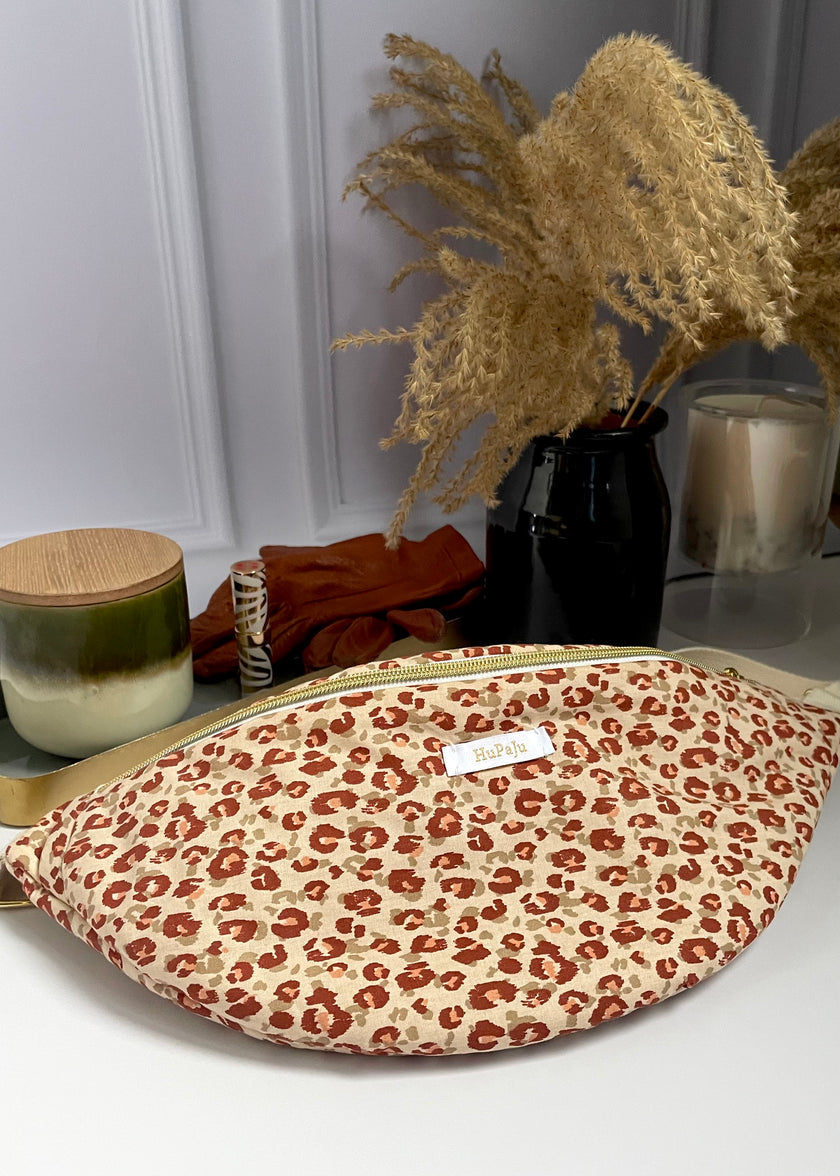 Sac banane léopard brique