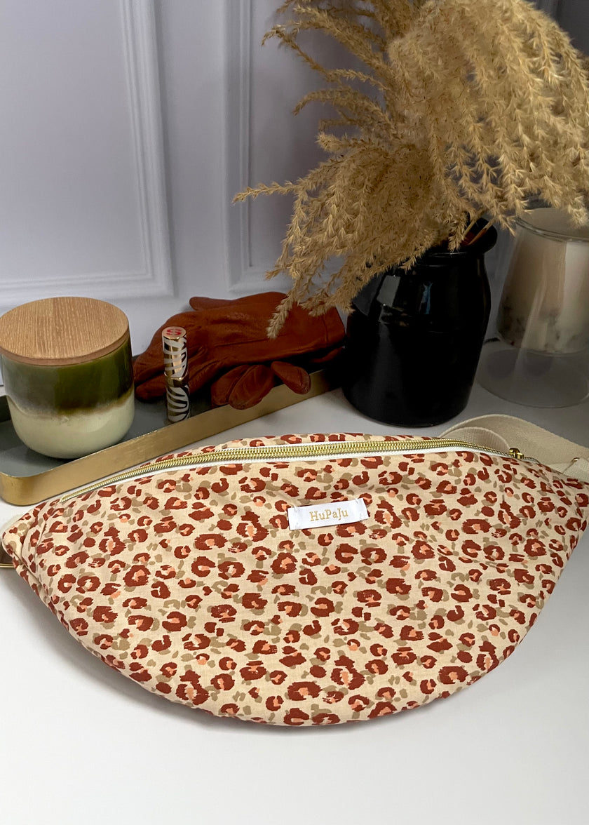 Sac banane léopard brique
