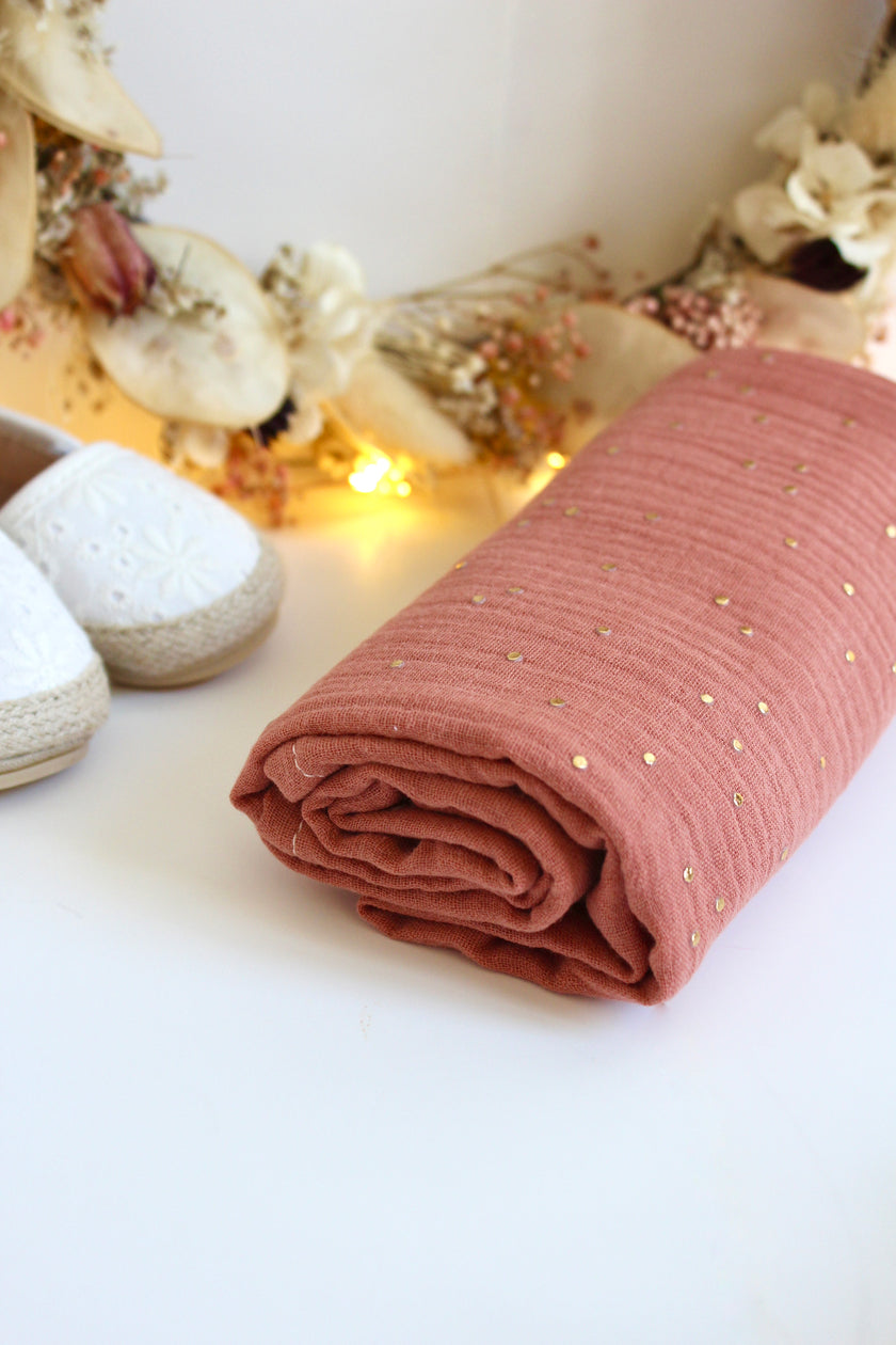 lange grand format en gaze de coton bio terracotta 