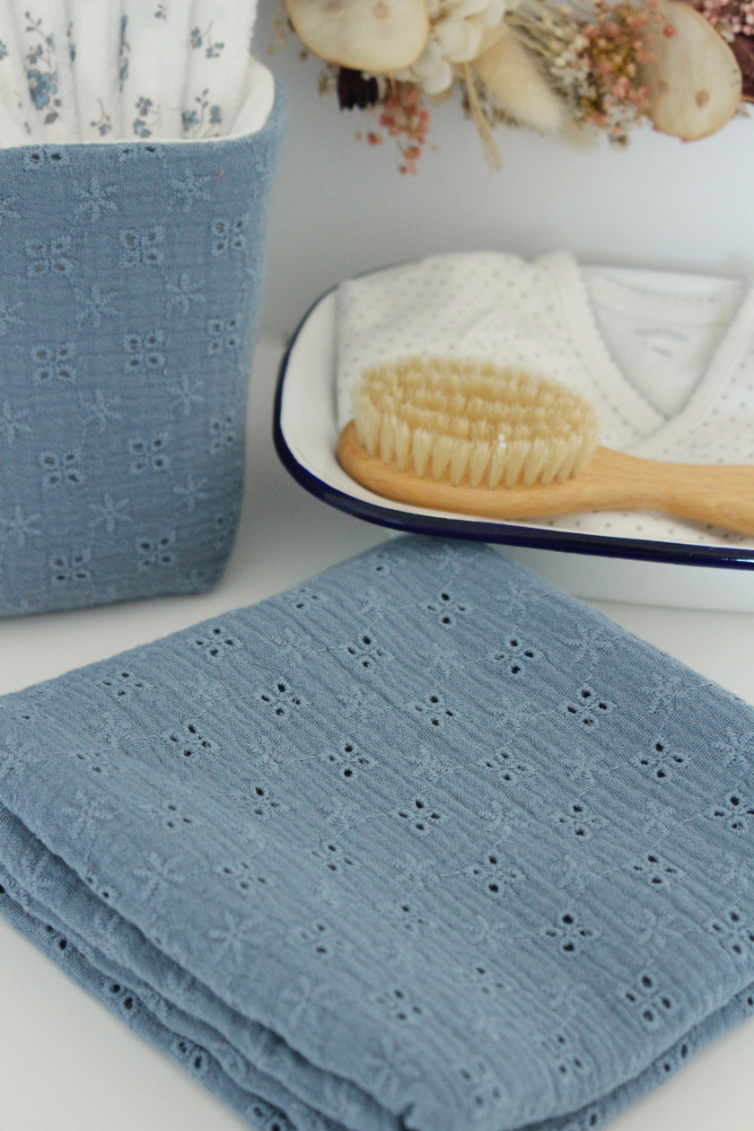 lange XXL bleu en gaze de coton bio couleur bleu