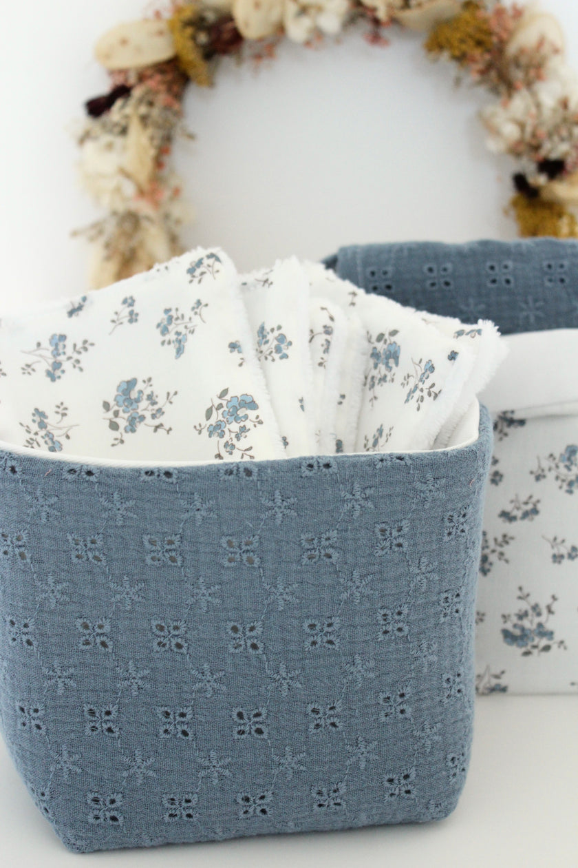 Paniers de rangement gaze de coton brodée