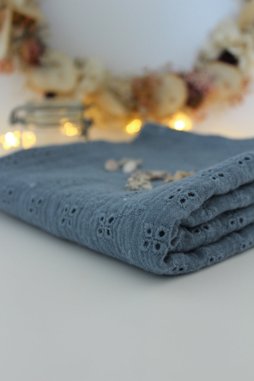 lange XXL grand format bleu en gaze de coton 