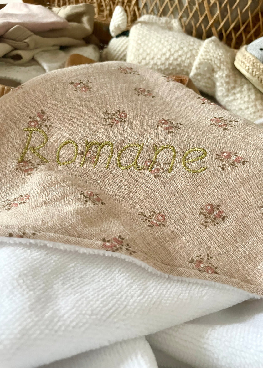 Serviette de toilette bébé à capuche Rosie beige