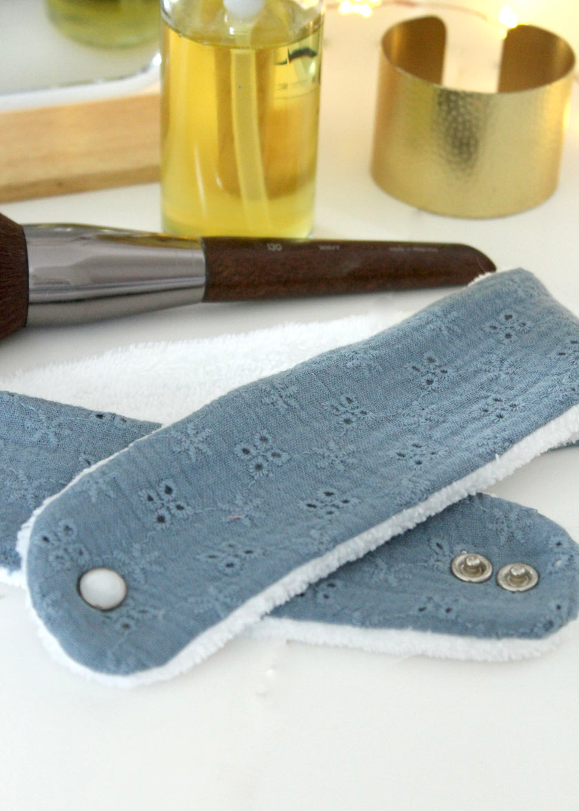 Bandeau de maquillage bleu