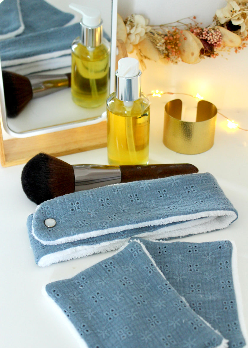 Bandeau de maquillage bleu