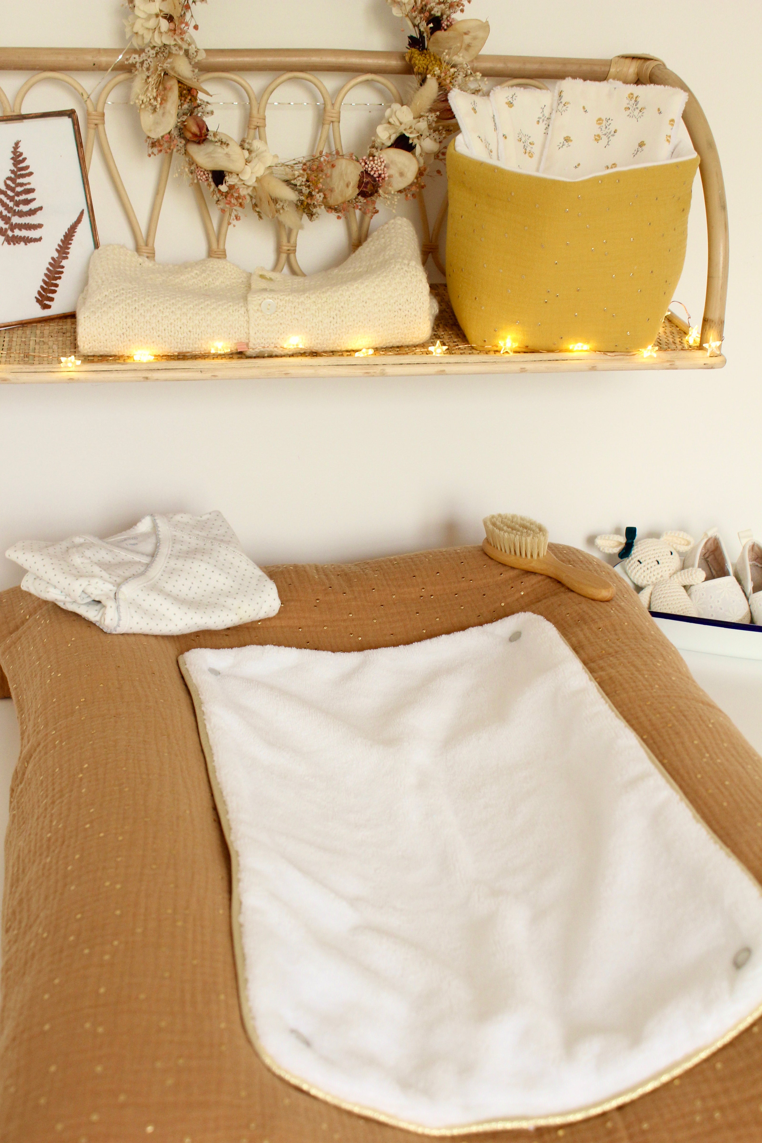 Housse de matelas à langer camel doré