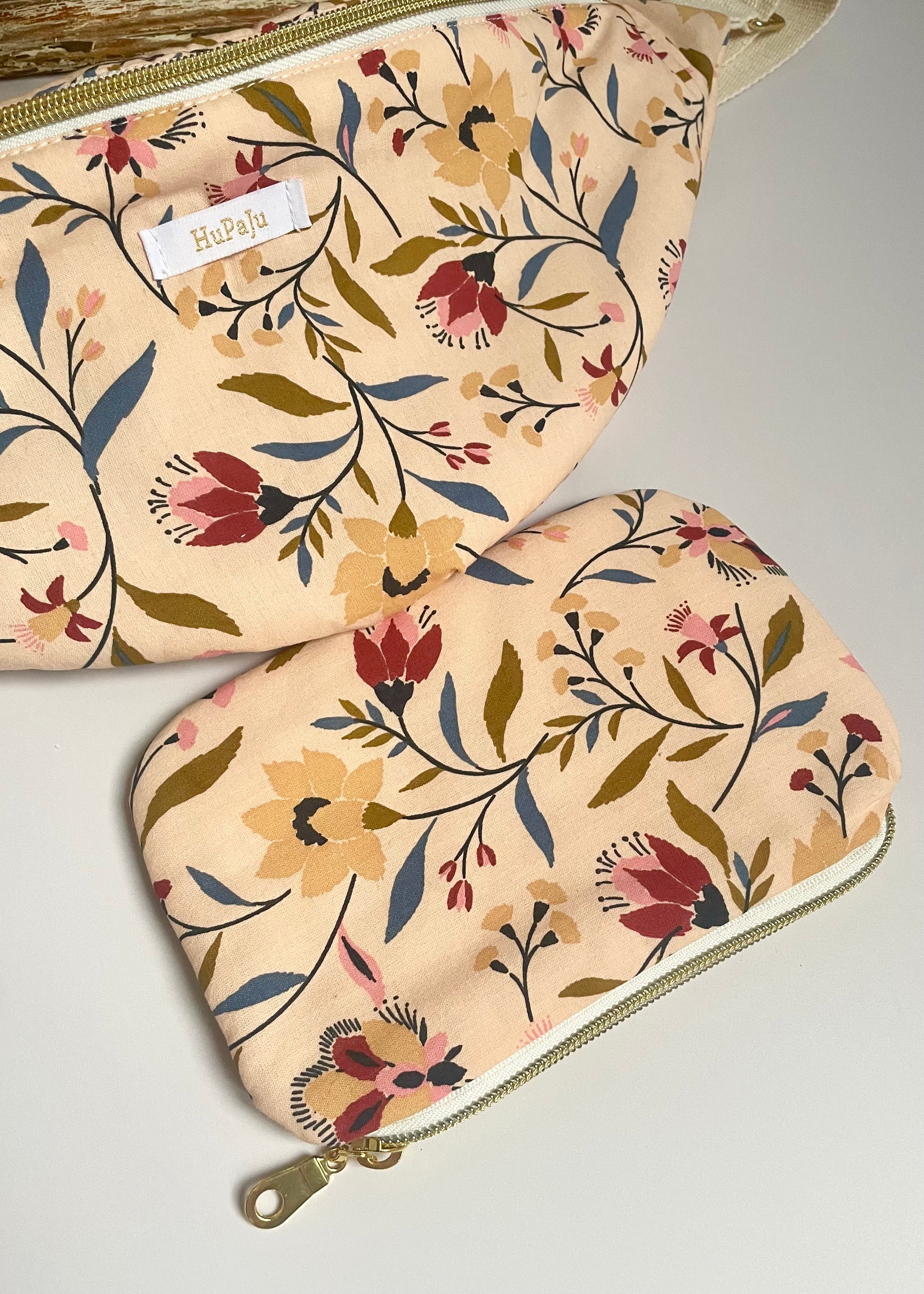 Pochette zippée grosses fleurs