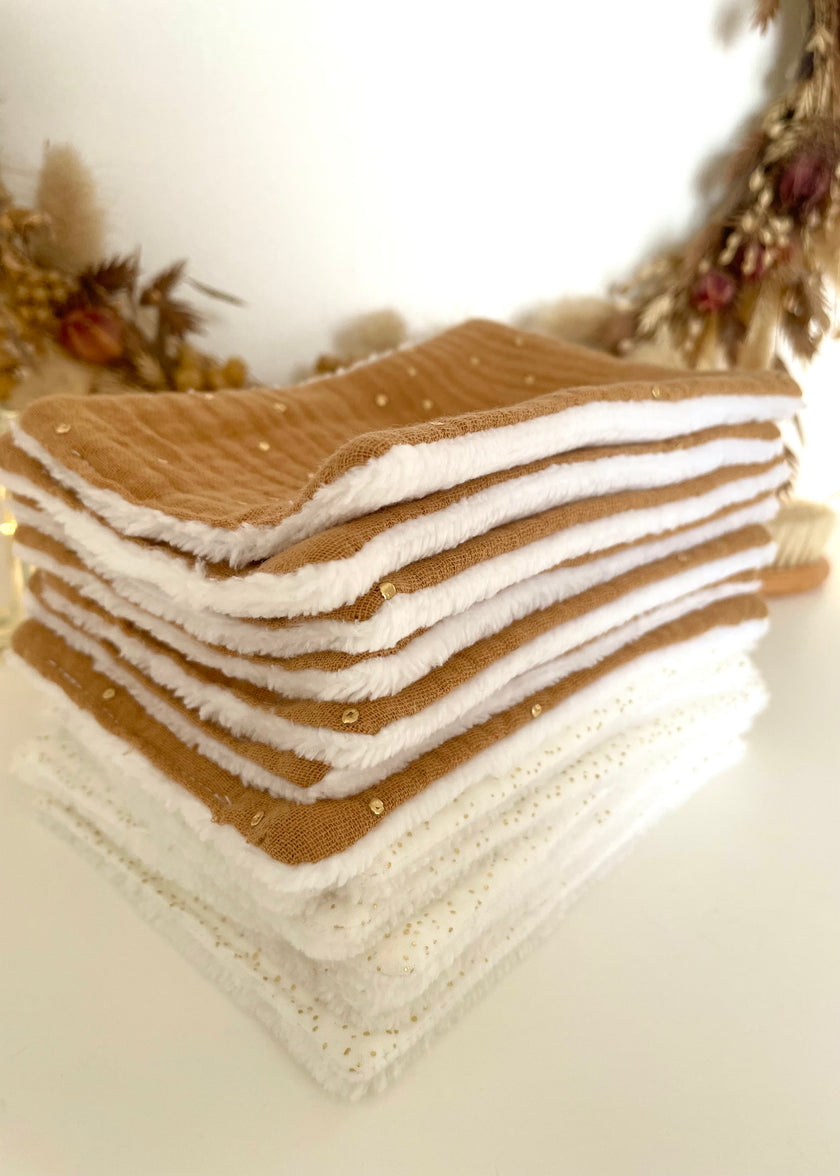 Lingettes bébé camel pois dorés
