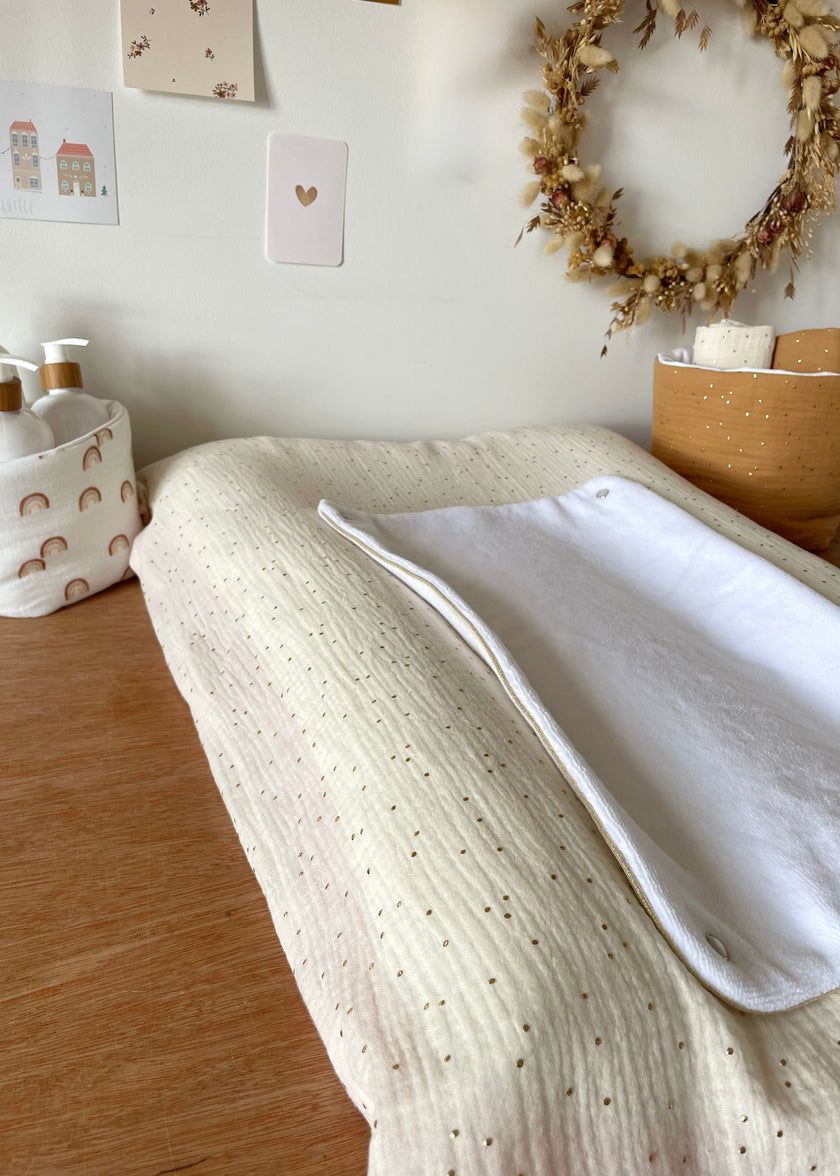 Housse de matelas à langer écru doré