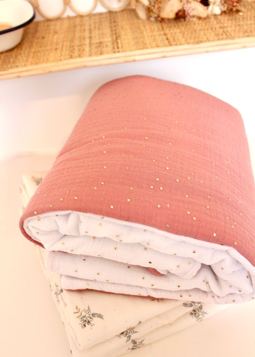 Couverture bébé bi-colore rose et blanc