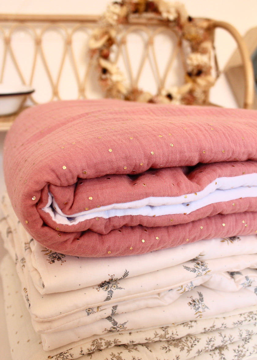 Couverture bébé bi-colore rose et blanc