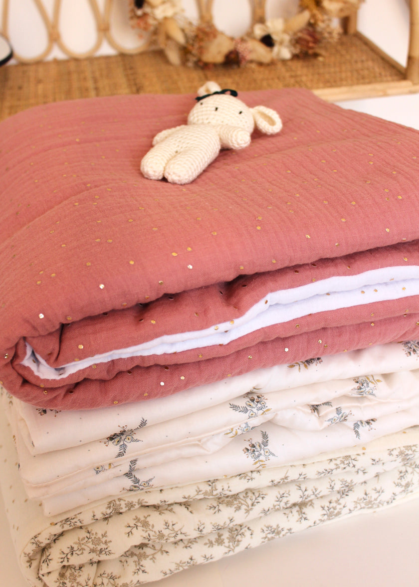 Couverture bébé bi-colore rose et blanc