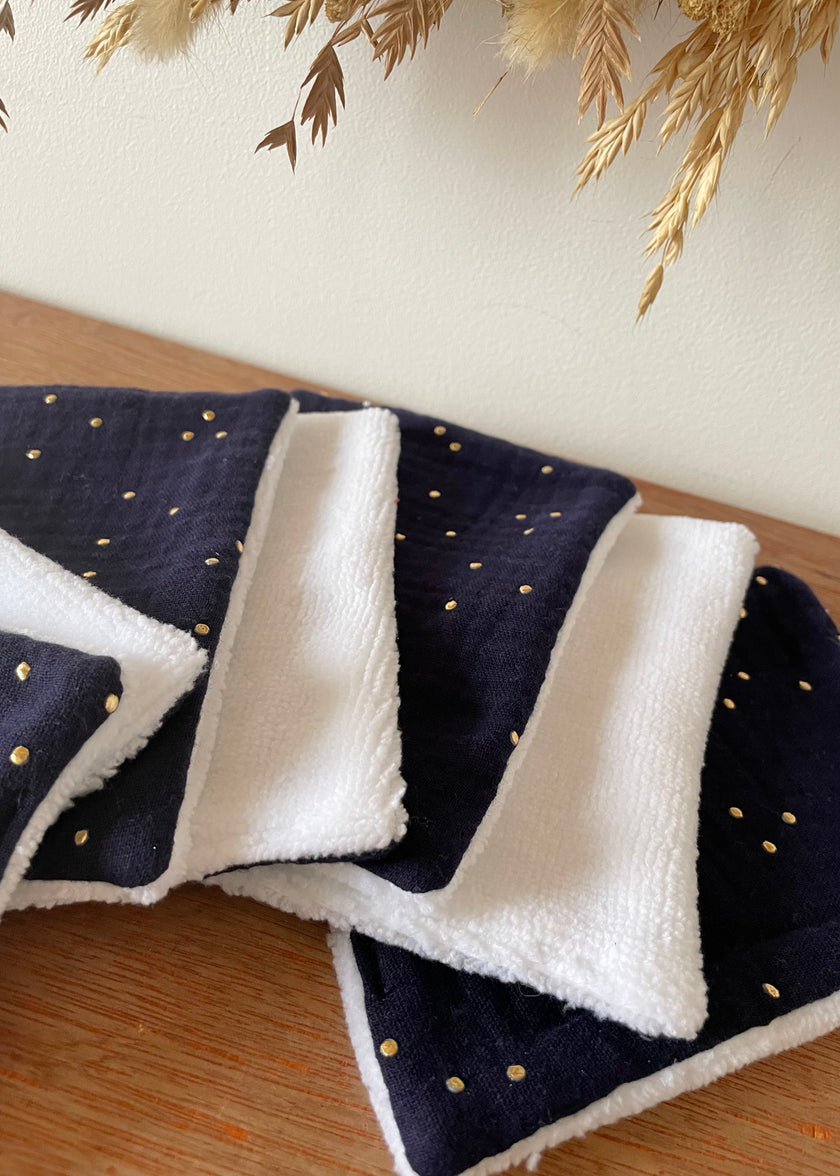 Lingettes lavables bleu nuit bébé garçon