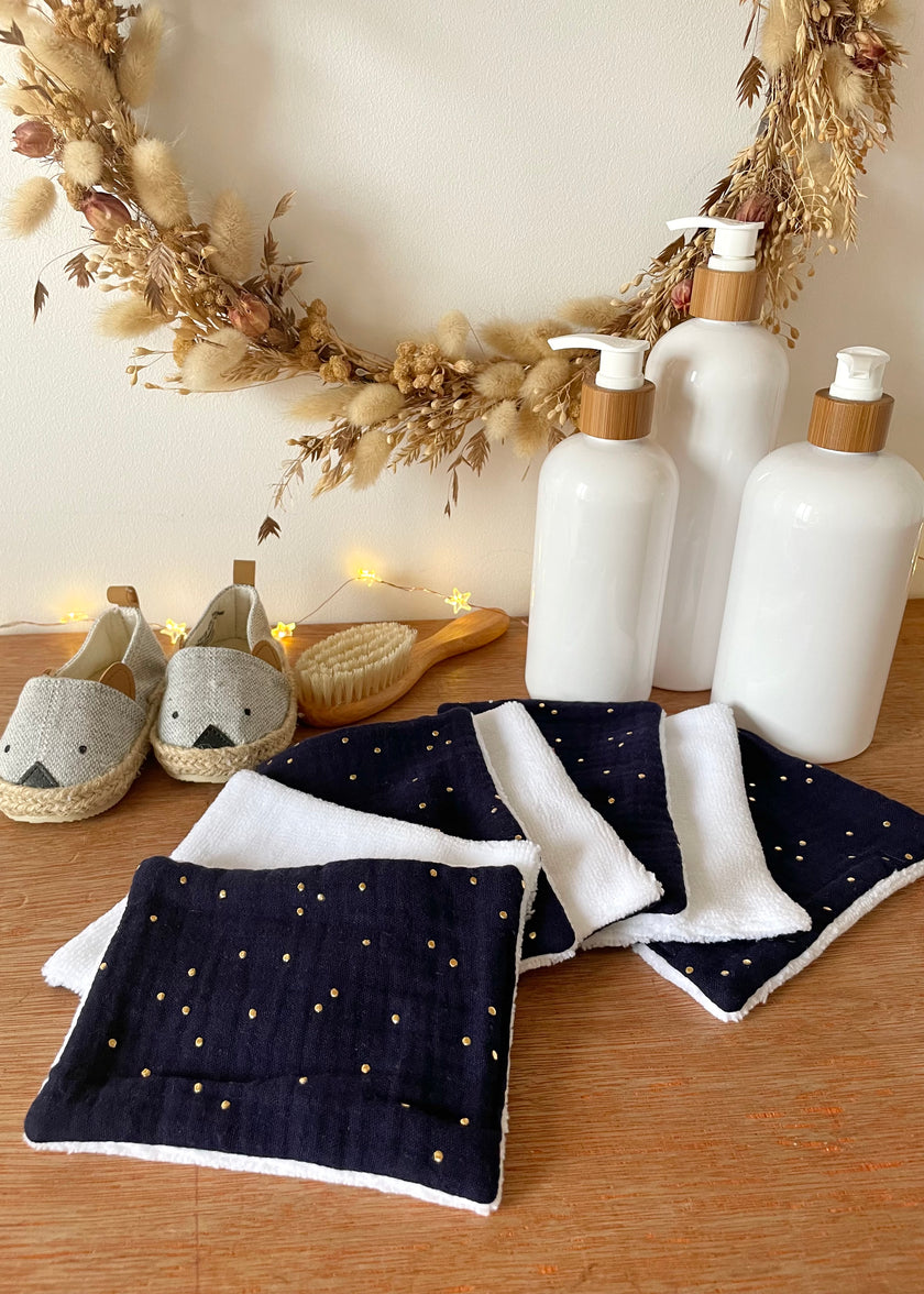 Lingettes lavables bleu nuit bébé garçon