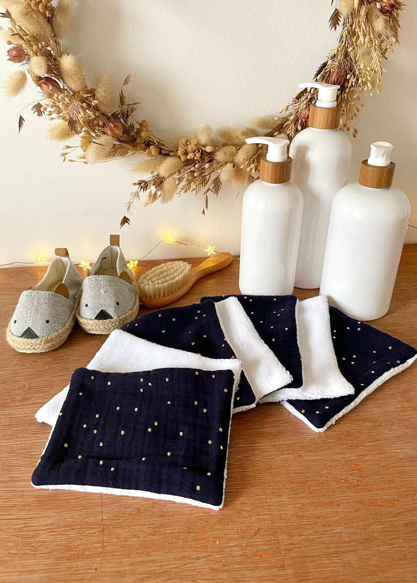 Lingettes lavables bleu nuit bébé garçon