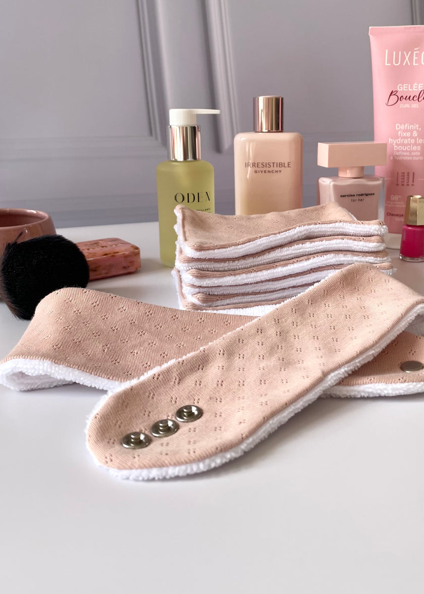 Bandeau de soin beauté jersey rose