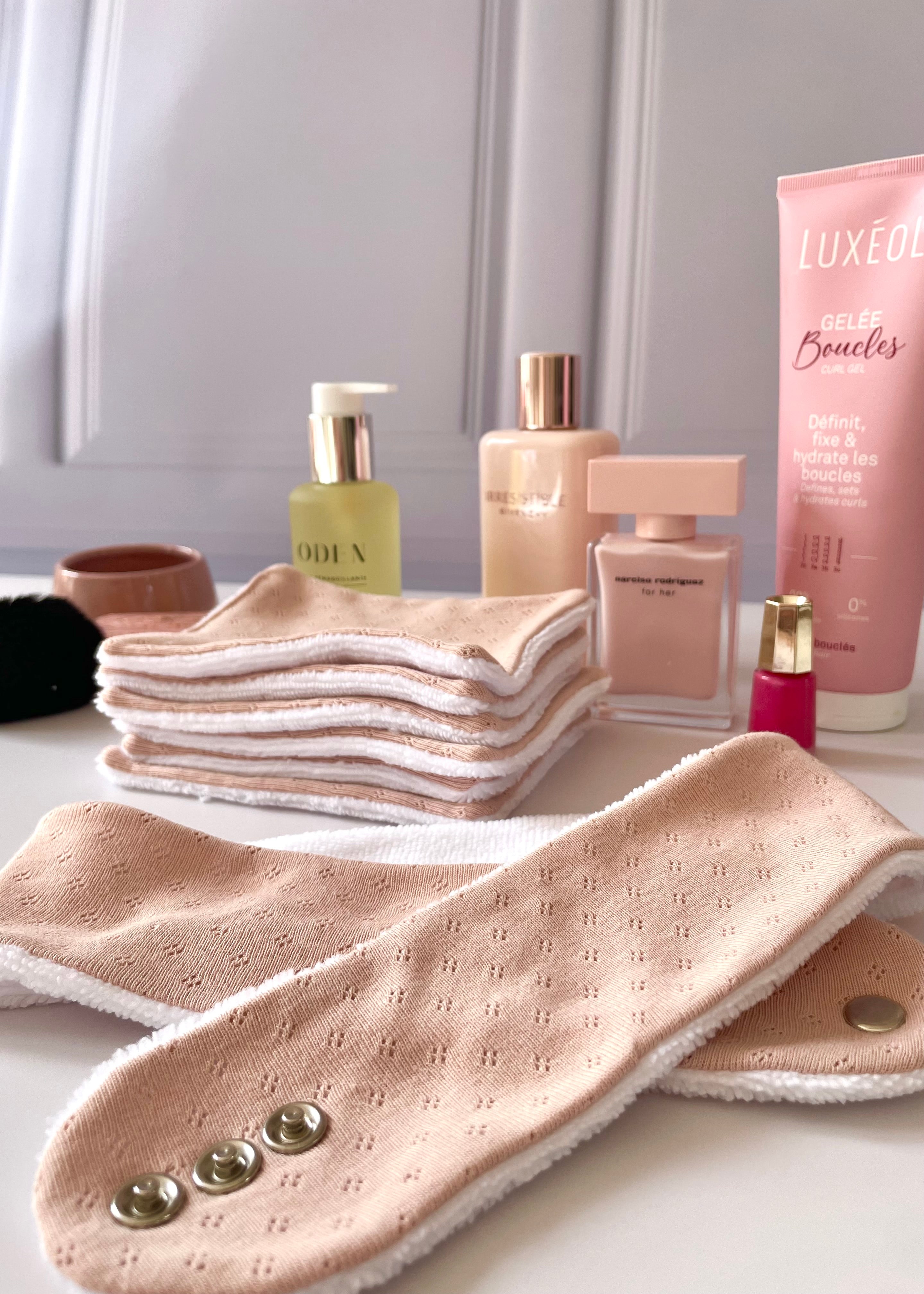 Bandeau de soin beauté jersey rose