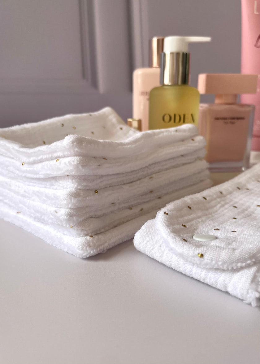 Bandeau de soin beauté blanc doré