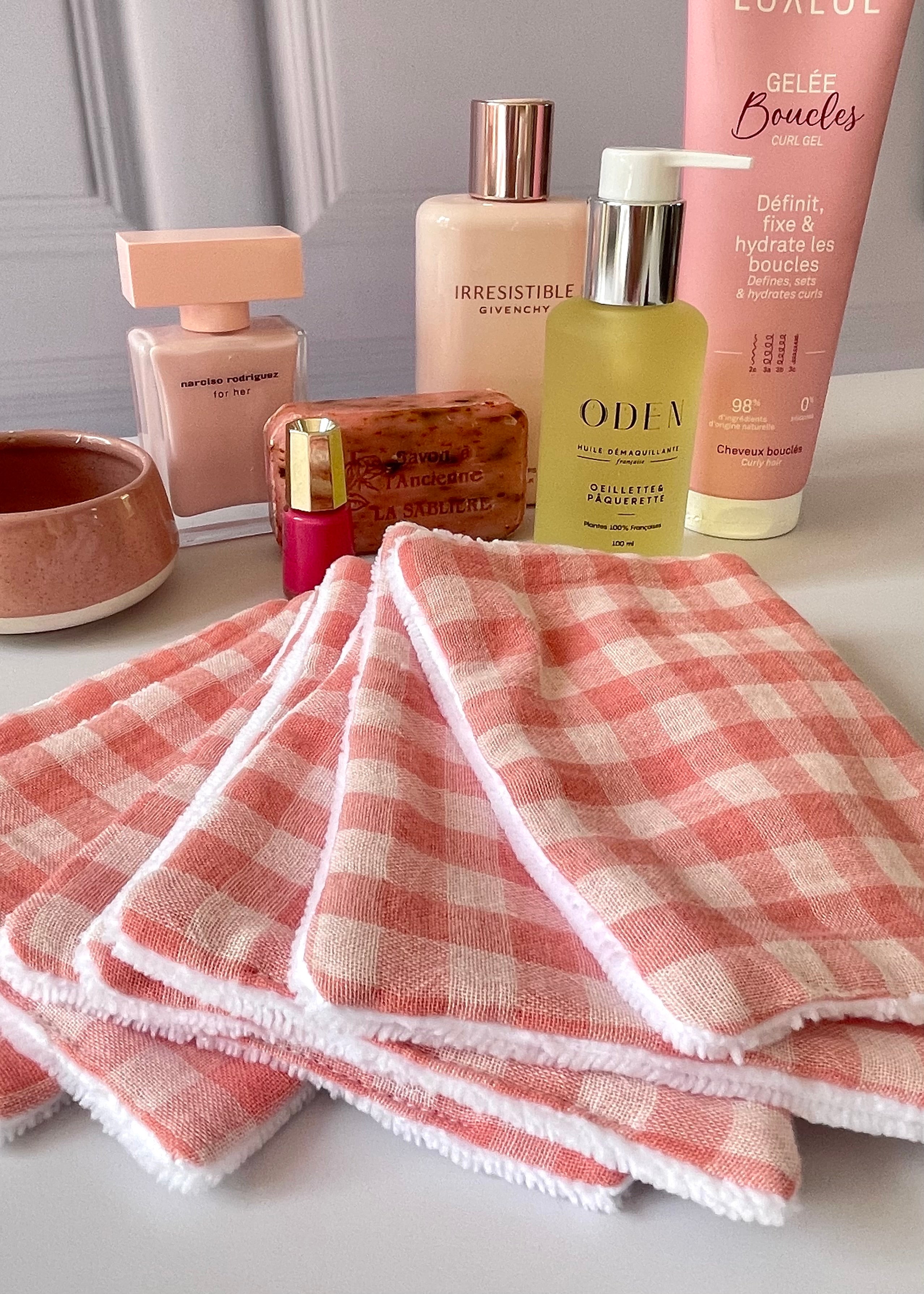 Semainier de 7 Lingettes vichy rose