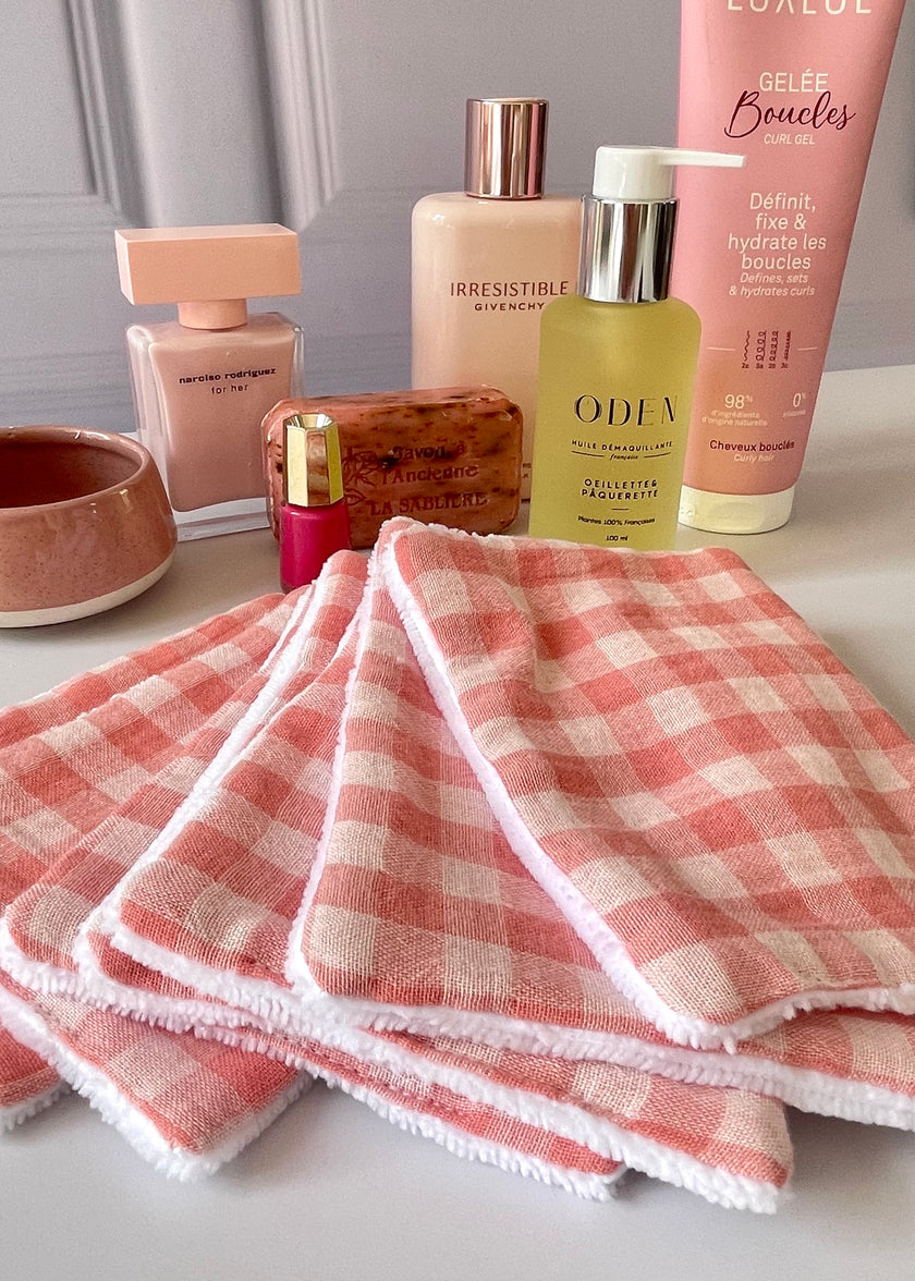 Semainier de 7 Lingettes vichy rose