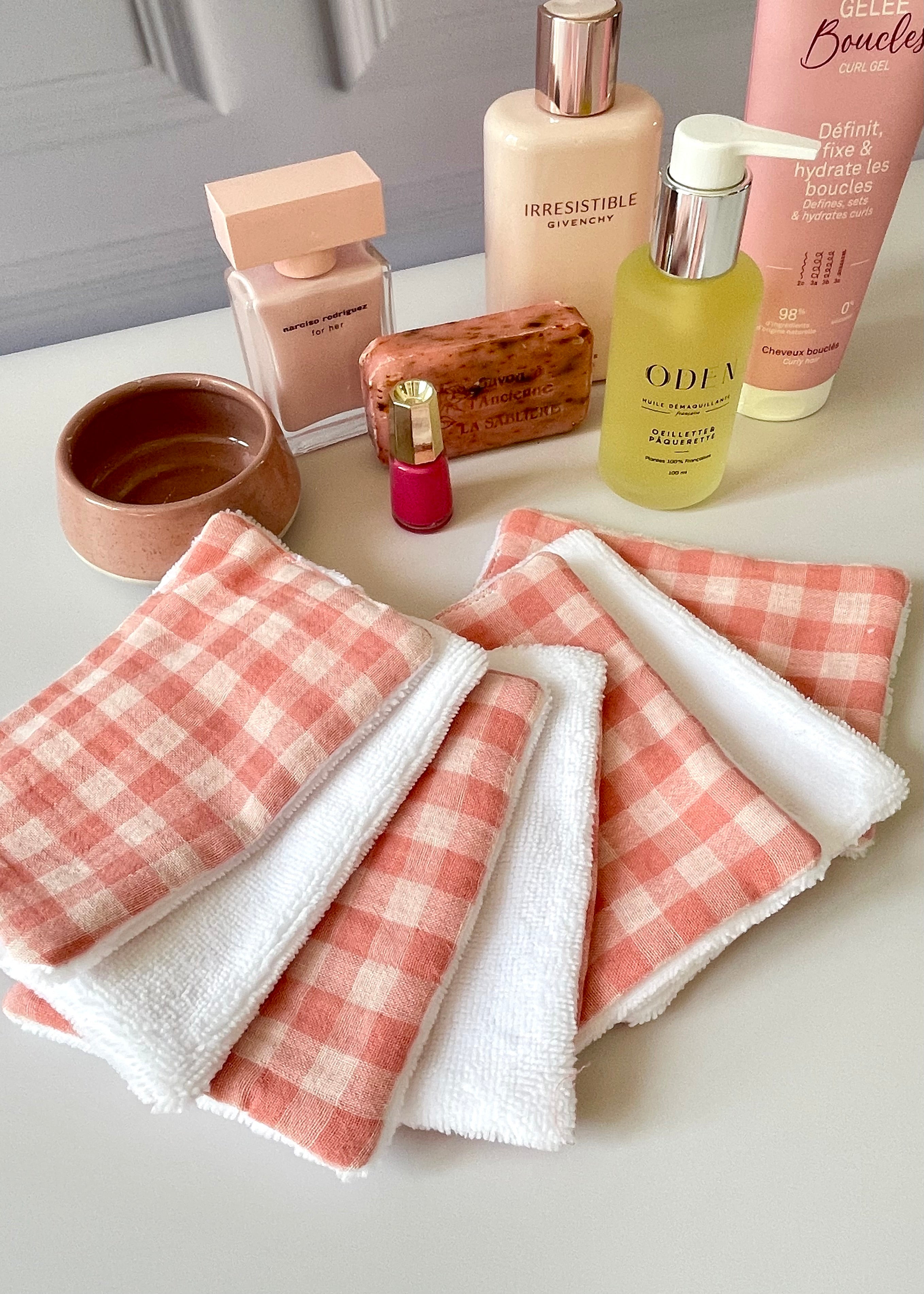 Semainier de 7 Lingettes vichy rose