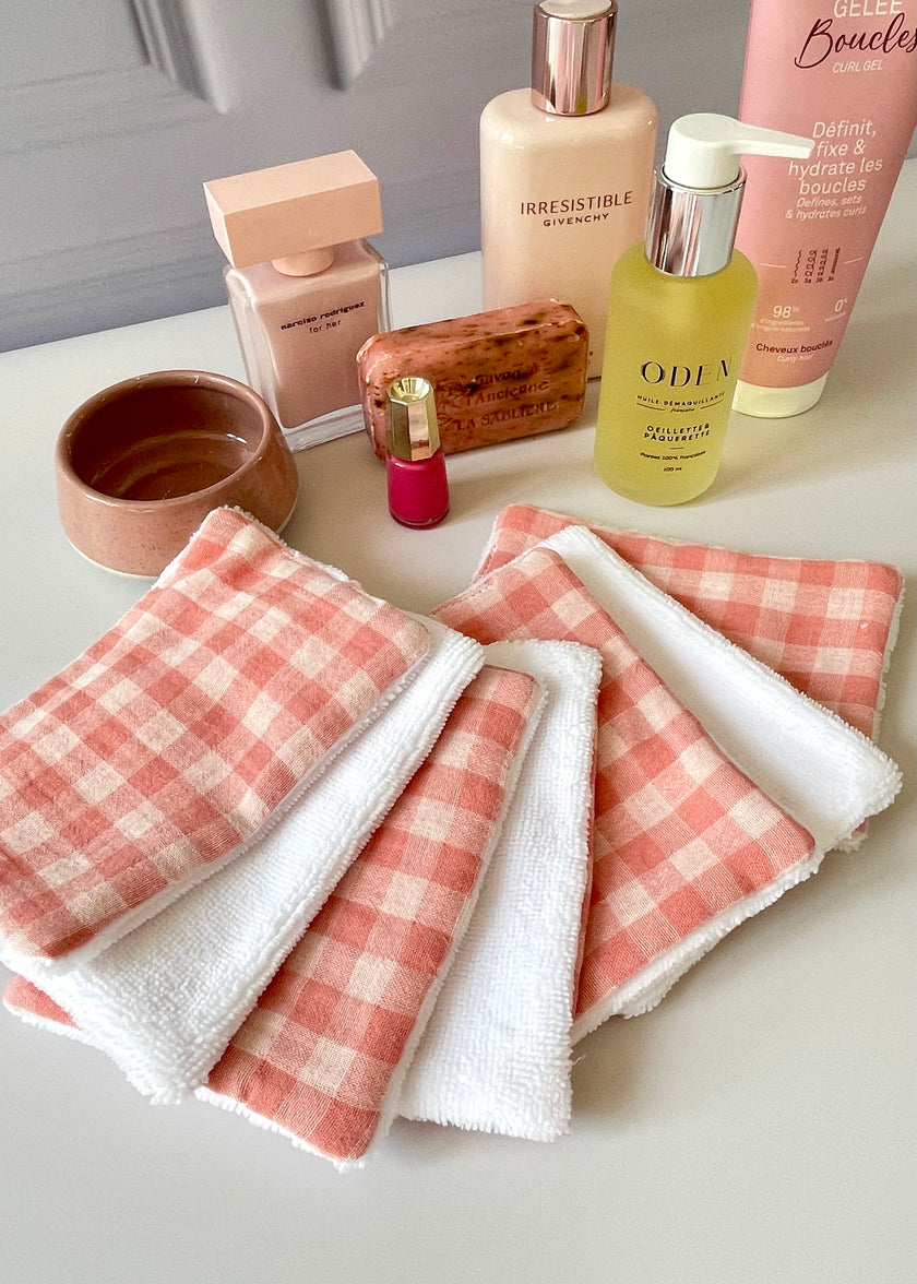 Semainier de 7 Lingettes vichy rose