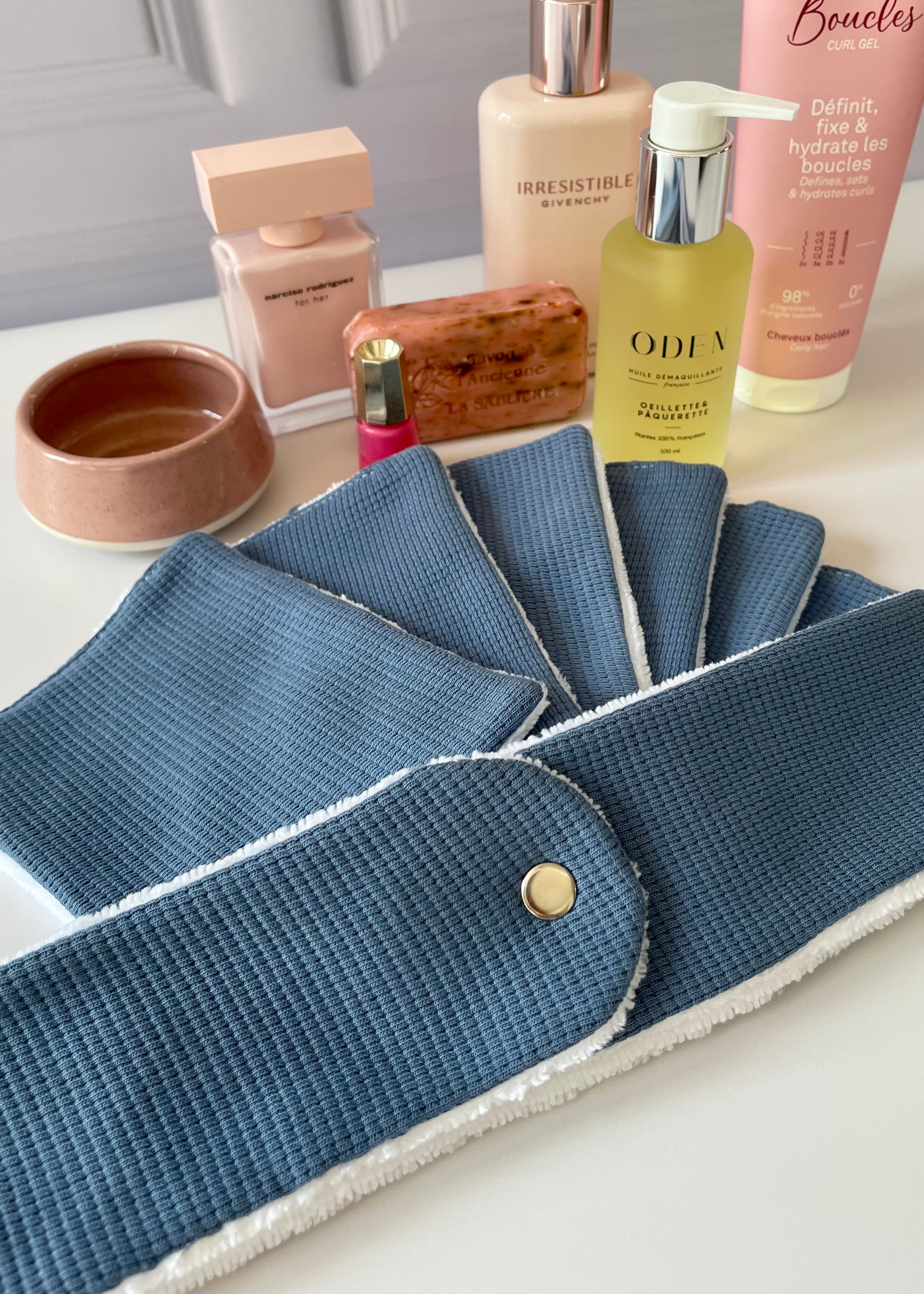 Bandeau de soin beauté jersey bleu