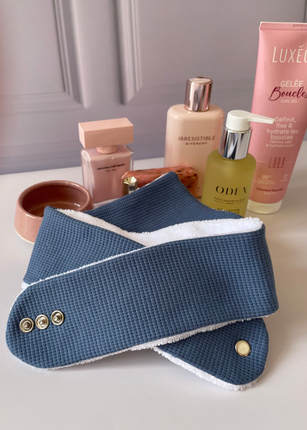 Bandeau de soin beauté jersey bleu