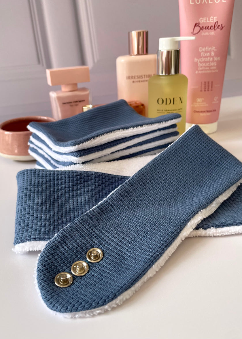 Bandeau de soin beauté jersey bleu