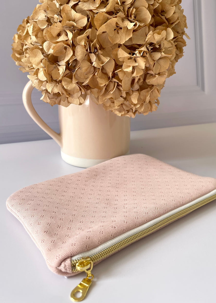 Pochette zippée jersey rose