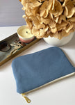 Pochette zippée jersey bleu