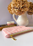 Pochette zippée vichy rose