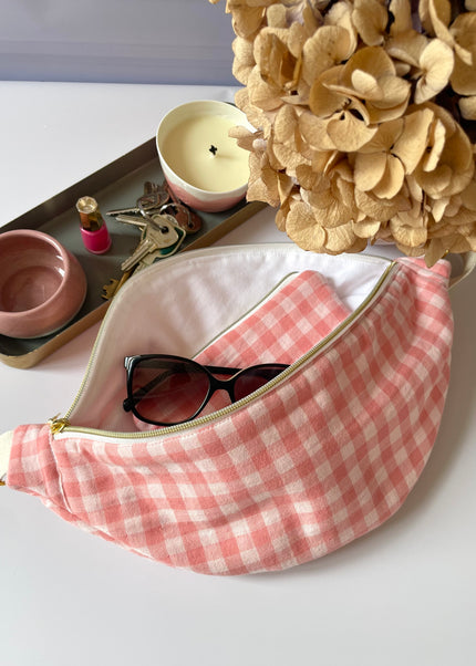 Sac banane Vichy rose