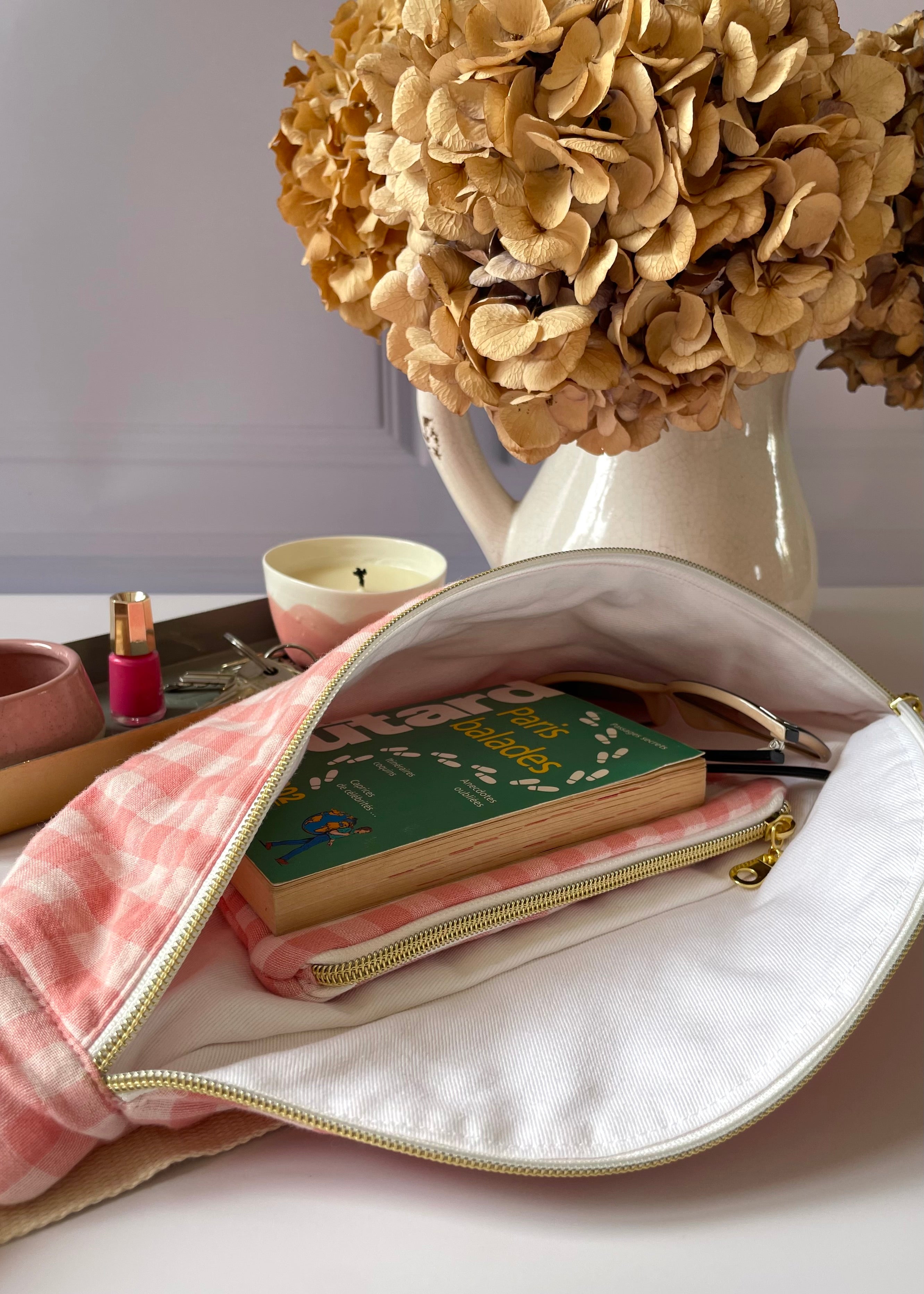 Sac banane Vichy rose
